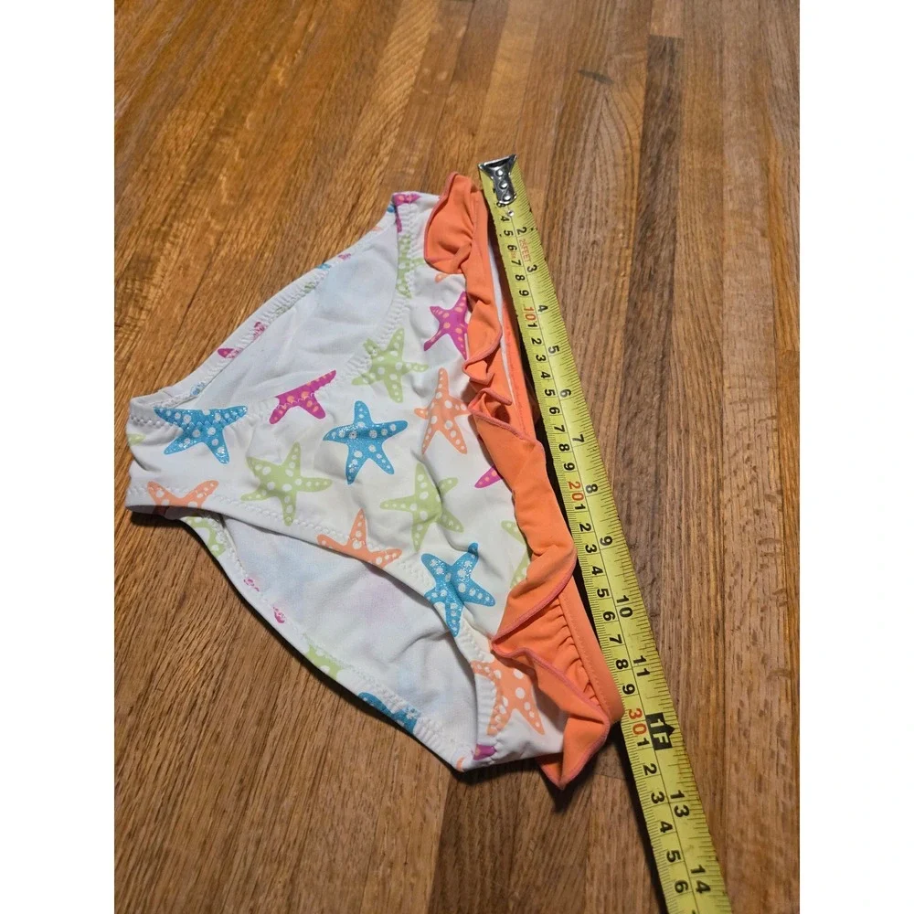 Garnet‎ Hill Kids Girls 10 White Orange Multi Starfish Ruffle Bikini Swim Bottom